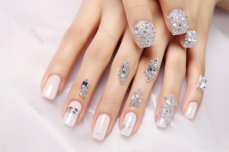 女性水钻美甲手部手势特写,高清,摄影图,摄影图片,图片大全,摄影图免费下载